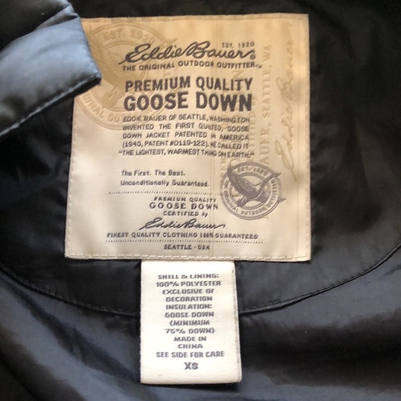 Eddie Bauer Womens Jacket XS Black Goose Down Puffer Winter Coat - Picture 8 of 8